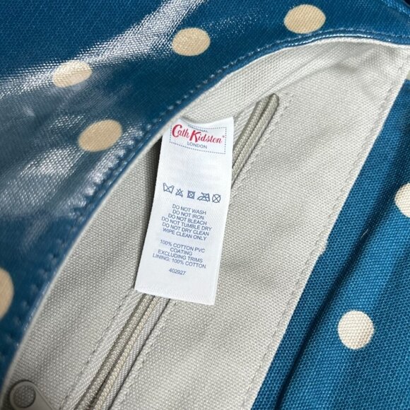 Cath Kidston Oilcloth Crossbody Messenger Bag Blue Polka Dot Adjustable - Picture 7 of 10